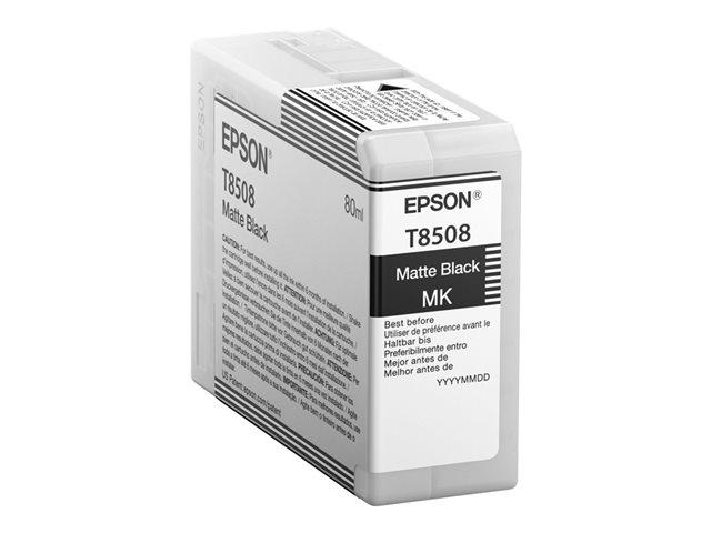 Epson Ink Cartridges, Ultrachrome HD, T8508, Singlepack, 1 x 80.0 ml Matte Black
