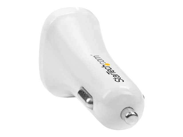 Startech Dual Port USB Car Charger - 24W/4.8A White - Car power adapter - 24 watt - 4.8 A - 2 output connectors (USB) - white - for P/N: USBLT1MW, USBLT1MWS, USBLT2MBR, USBLT2MW, USBLT30CMW, USBLTM1MBK, USBLTM1MWH