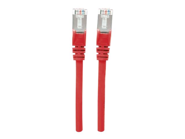 Intellinet Network Patch Cable, Cat7 Cable/Cat6A Plugs, 0.5m, Red, Copper, S/FTP, LSOH / LSZH, PVC, RJ45, Gold Plated Contacts, Snagless, Booted, Lifetime Warranty, Polybag - patch cable - 50 cm - red