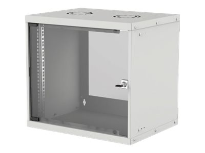 Intellinet Network Cabinet, Wall Mount (Basic), 9U, Usable Depth 500mm/Width 485mm, Grey, Flatpack, Max 50kg, Glass Door, 19", Parts for wall installation (eg screws and rawl plugs) not included, Three Year Warranty - cabinet - 9U