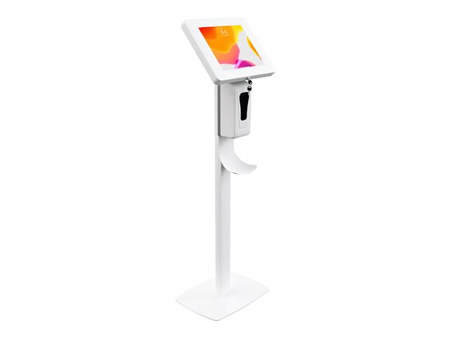 CTA Thin Profile Floor Stand w/ Sanitizing Dispenser & Security Enclosure - stand - for tablet - white