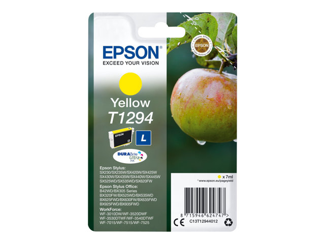 Epson Ink Cartridges, DURABrite" Ultra, T1294, Apple, Singlepack, 1 x 7.0 ml Yellow, L