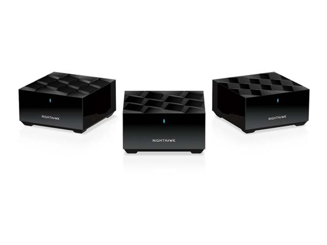 NETGEAR Nighthawk MK73S - Wi-Fi system - (router, 2 extenders) - up to 3,250 sq.ft - mesh 1GbE - Wi-Fi 6 - Dual Band - with 1 year NETGEAR Armour