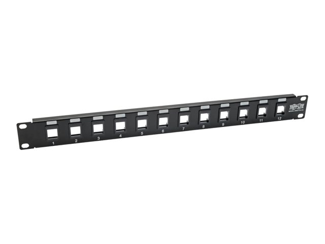 Eaton Tripp Lite Series 12-Port 1U Rack-Mount Unshielded Blank Keystone/Multimedia Patch Panel, RJ45 Ethernet, USB, HDMI, Cat5e/6 - patch panel - 1U - 19"