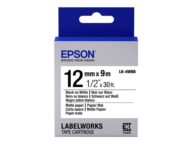 Epson LabelWorks LK-4WBB - label tape - 1 cassette(s) - Roll (1.2 cm x 9 m)