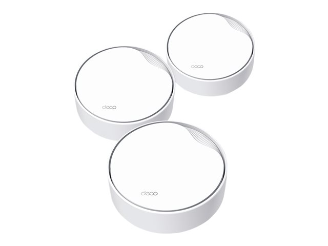 TP-Link Deco X50-PoE V1 - Wi-Fi system - (3 routers) - up to 6,500 sq.ft - mesh 1GbE, 2.5GbE - Wi-Fi 6 - Dual Band - wall-mountable, ceiling-mountable