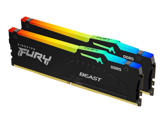 Kingston FURY Beast RGB - DDR5 - kit - 16 GB: 2 x 8 GB - DIMM 288-pin - 5600 MT/s / PC5-44800 - CL36 - 1.25 V - unbuffered - on-die ECC - black