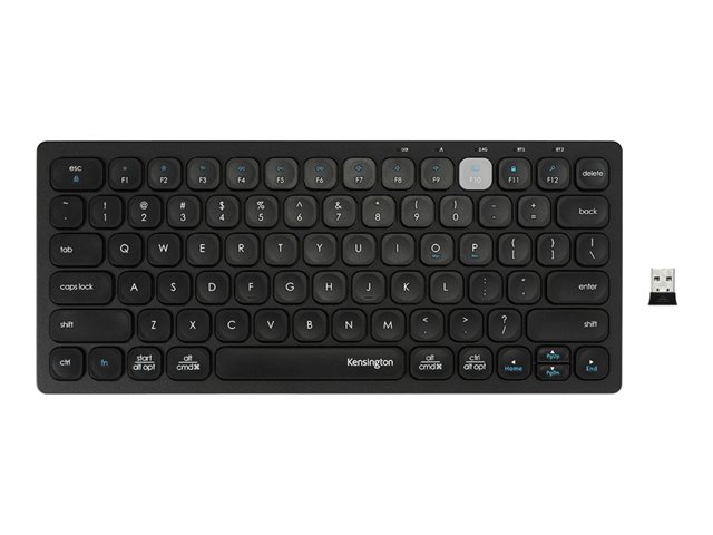 Kensington Multi-Device Dual Wireless Compact Keyboard - Keyboard - wireless - 2.4 GHz, Bluetooth 3.0, Bluetooth 5.0 - English - black