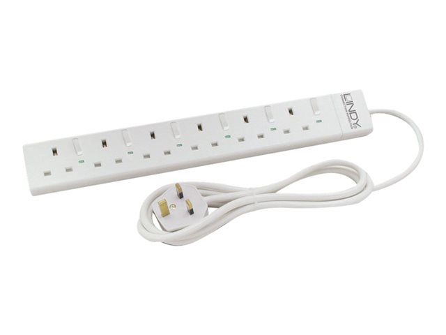 LINDY Individually Switched 6 Way Mains Power Strip - power strip - 3 kW