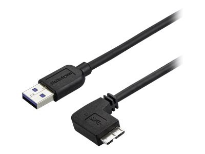 StarTech 2m 6 ft Slim Micro USB 3.0 Cable M/M - Right-Angle Micro-USB - USB 3.0 A to Micro B - Angled Micro USB - USB 3.1 Gen 1 5Gbps (USB3AU2MRS) - USB cable - Micro-USB Type B (M) to USB Type A (M) - USB 3.0 - 2 m - right-angled connector - black