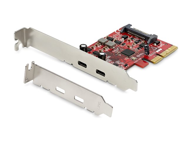 Startech PCIe USB 3.1 Card, 2x USB C 3.1 Gen 2 10Gbps, PCIe Gen 3 x4, ASM3142 Chipset, USB Type-C PCI Express Card, 2-Port USB 3.2 Gen 2x1 Expansion Add-On Card, Windows, macOS, Linux - Full/Low-Profile - USB adapter - PCIe 3.0 x4 low profile - USB-C 3.1