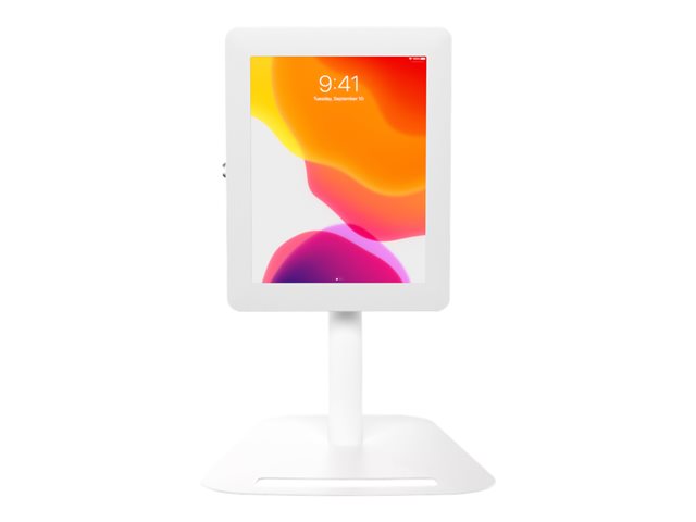 PREMIUM HEIGHT ADJUSTABLE FLOOR TO DESK SECURE KIOSK TABLET WHI