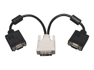 Eaton Tripp Lite Series DVI to VGA Y Splitter Adapter Cable (DVI-I to HD15 M/2xF), 1 ft. (0.3 m) - VGA splitter - 30 cm