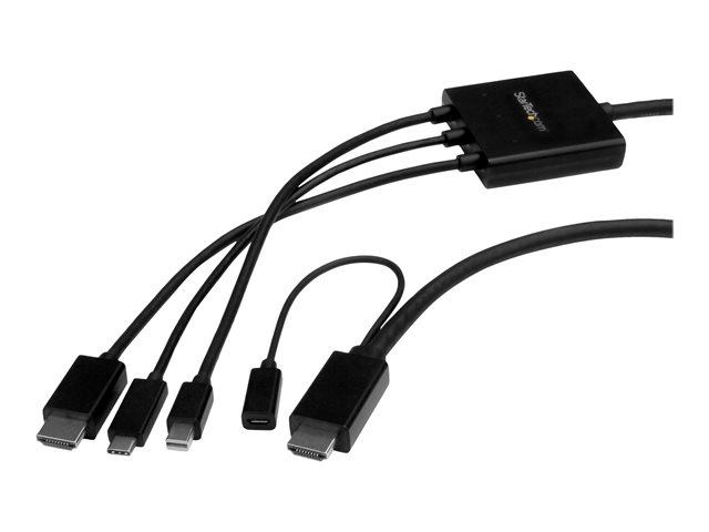 StarTech.com 6ft USB-C, HDMI or Mini DisplayPort to HDMI Adapter Cable - adapter cable - Mini DisplayPort / HDMI / USB - 2 m