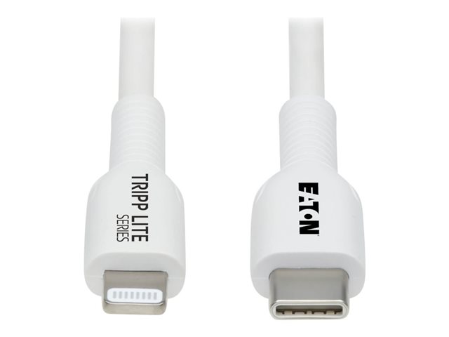 Eaton Tripp Lite Series Safe-IT USB-C to Lightning Sync/Charge Antibacterial Cable (M/M), MFi Certified, White, 1 m (3.3 ft.) - Lightning cable - Lightning / USB - 1 m