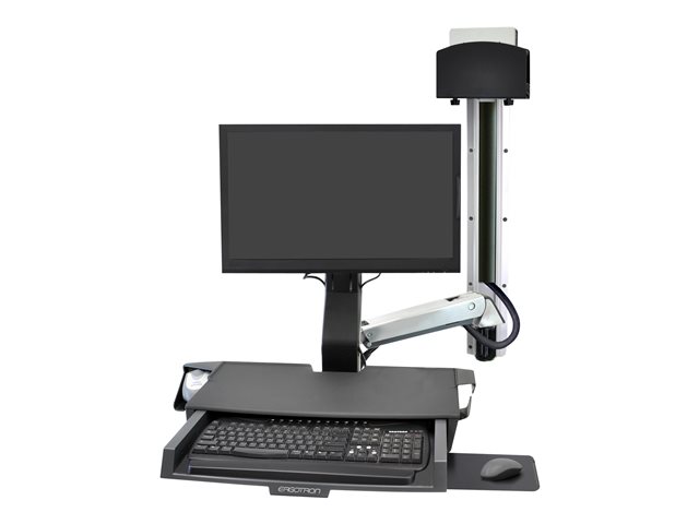 Ergotron SV Combo System with Worksurface & Pan, Small CPU Holder mounting kit - Lift and Pivot - for LCD display / keyboard / mouse / barcode scanner / CPU - polished aluminium