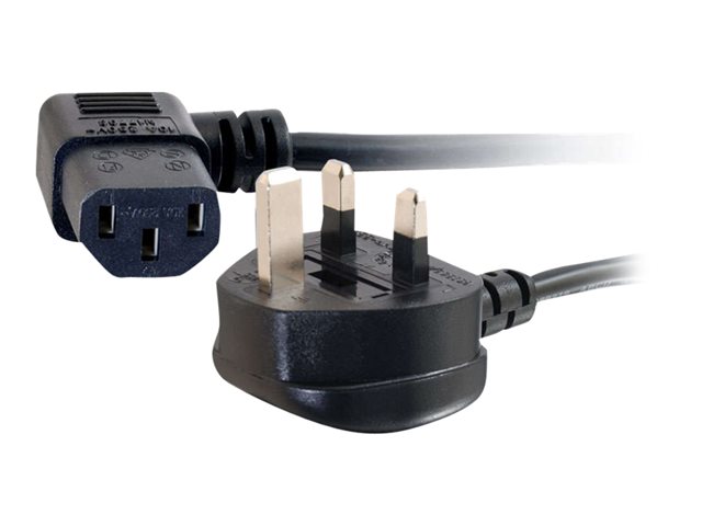 C2G Universal Power Cord - Power cable - BS 1363 (M) to power IEC 60320 C13 - 2 m - molded, 90° connector - black