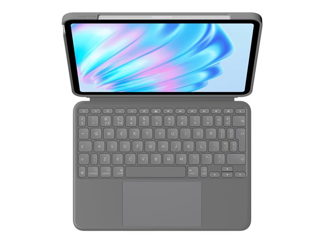 Logitech Combo Touch - Keyboard and folio case - with trackpad - backlit - Apple Smart connector - QWERTY - UK - oxford grey - for Apple 11-inch iPad Air (M2, M3)
