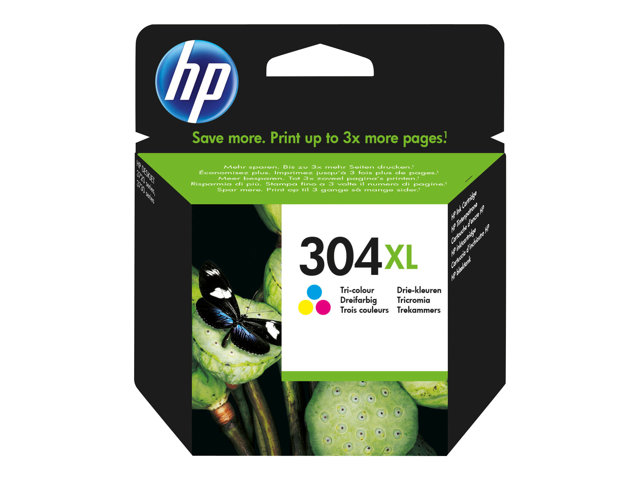 HP 304XL - High Yield - colour (cyan, magenta, yellow) - original - ink cartridge - for AMP 130, Deskjet 26XX, 37XX, ENVY 50XX