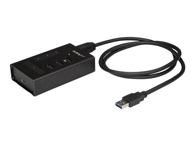 Startech 4 Port USB 3.0 Hub, USB Type-A to 1x USB-C & 3x USB-A, Commercial Metal USB Hub, SuperSpeed 5Gbps USB 3.1/3.2 Gen 1, Self Powered, BC 1.2 Fast Charge/Sync, Mountable/Rugged - Windows/macOS/Linux (HB30A3A1CST) - Hub - 3 x SuperSpeed USB 3.0 + 1 x