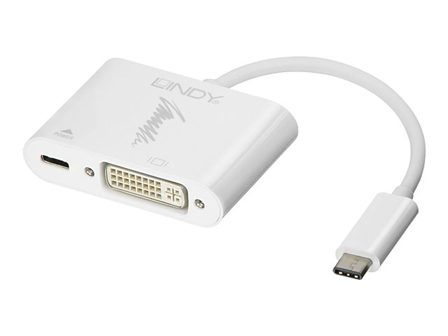 Lindy USB 3.1 Type C to DVI-D Converter with USB Power Delivery - external video adapter - white