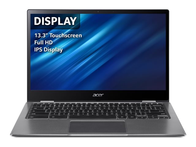 Acer Chromebook Spin 513 R841T - Flip design - Snapdragon 7c - Kryo 468 / up to 2.4 GHz - Chrome OS - Qualcomm Adreno 618 - 4 GB RAM - 64 GB eMMC - 13.3" IPS touchscreen 1920 x 1080 (Full HD) - Wi-Fi 5 - steel grey - kbd: UK