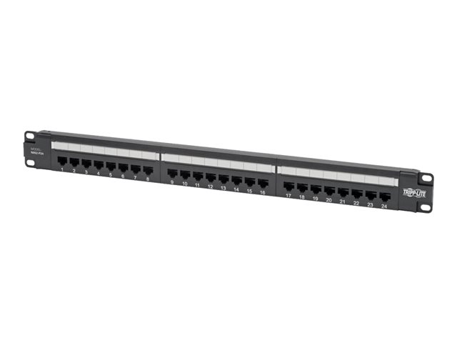 Tripp Lite Cat5e 24-Port Patch Panel - PoE+ Compliant, 110/Krone, 568A/B, RJ45 Ethernet, 1U Rack-Mount, TAA - patch panel - 1U - 19" - TAA Compliant