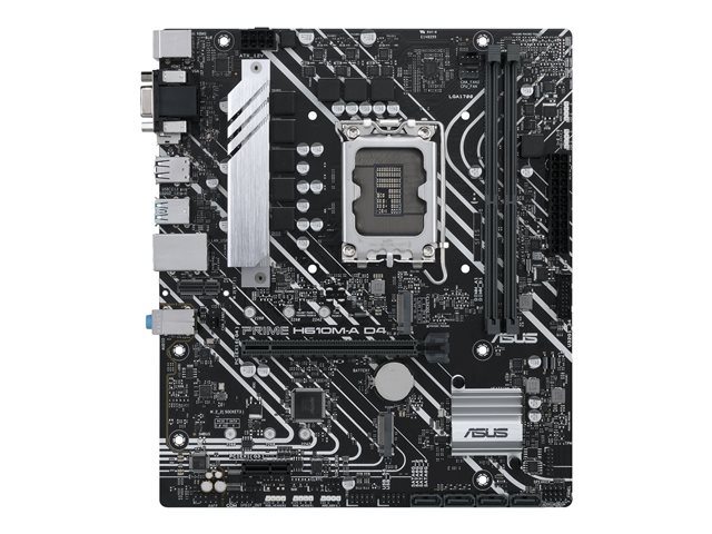 ASUS PRIME H610M-A D4-CSM - Motherboard - micro ATX - LGA1700 Socket - H610 Chipset - USB 3.2 Gen 2, USB 3.2 Gen 1 - Gigabit LAN - onboard graphics (CPU required) - HD Audio (8-channel)