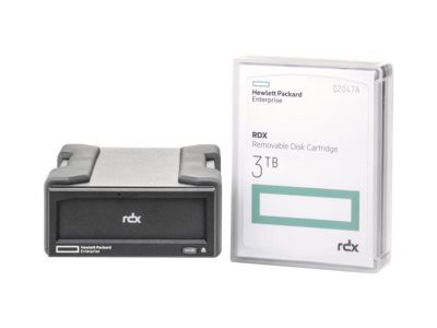 HPE RDX Removable Disk Backup System - Disk drive - RDX - SuperSpeed USB 3.0 - external - with 3 TB Cartridge - for ProLiant ML30 Gen9, ML30 Gen9 Base, ML30 Gen9 Performance