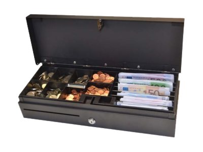 460 MM FLIP LID DRAWER BLACK PLASTIC INSERT W MLOCK LID CABL
