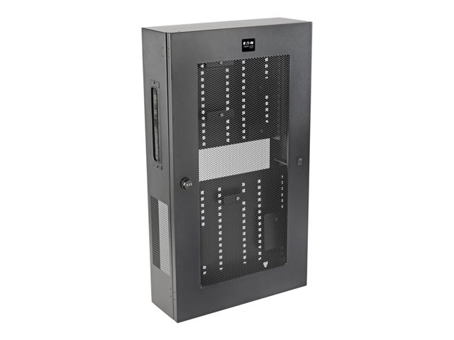 Eaton Tripp Lite Series SmartRack 3U Low-Profile Vertical-Mount Switch-Depth Wall-Mount Structured Wiring Enclosure, Adjustable Equipment Brackets - Network device enclosure - wall mountable - black - 3U - 19"