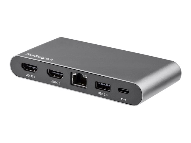 StarTech.com USB C Dock, 4K Dual Monitor HDMI Display, Mini Laptop Docking Station, 100W Power Delivery Passthrough, GbE, 2-Port USB-A Hub, USB Type-C Multiport Adapter,3.3' Cable, Dual 4K - 4K Mini Laptop Dock (DK30C2HAGPD) - docking station - USB-C - 2
