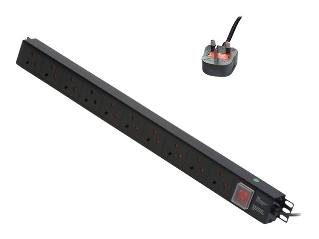 VERTICAL 10 WAY UK PLUG PDU 13A PLUG TO 10 X UK SOCKETS