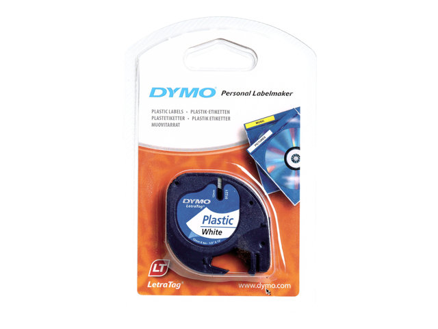DYMO LetraTAG - Plastic - white - Roll (1.2 cm x 4 m) 1 cassette(s) tape - for LetraTag LT-100H, LT-100T, QX50, XR