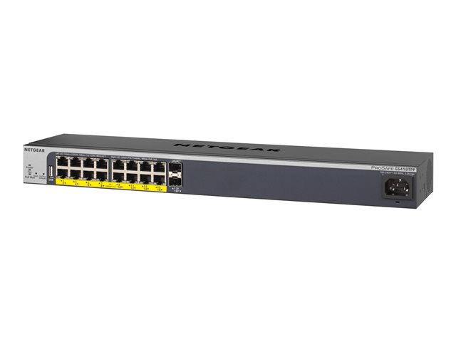 NETGEAR Smart GS418TPP - Switch - L3 Lite - smart - 16 x 10/100/1000 (PoE+) + 2 x SFP - desktop, rack-mountable - PoE+ (240 W)