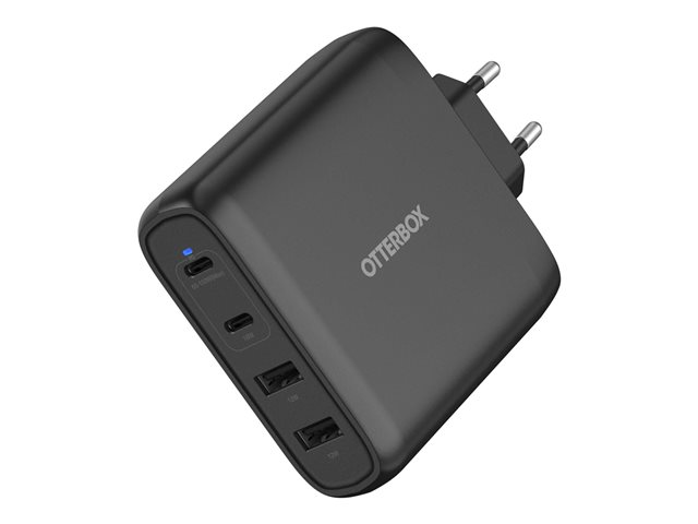 OtterBox Standard - Power adapter - 100 Watt - Fast Charge, PD - 4 output connectors (2 x USB-C, 2 x 9 pin USB Type A) - black - Europe (excluding UK)
