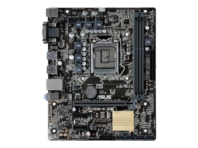 ASUS H110M-K - Motherboard - micro ATX - LGA1151 Socket - H110 - USB 3.0 - Gigabit LAN - onboard graphics (CPU required) - HD Audio (8-channel)