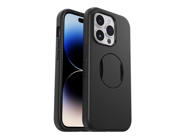 OtterBox OtterGrip Symmetry Series - Back cover for mobile phone - MagSafe compatibility - polycarbonate, synthetic rubber, plastic - black - for Apple iPhone 14 Pro