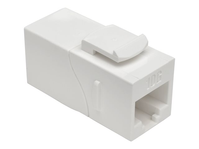 Eaton Tripp Lite Series Cat6a Straight-Through Modular In-Line Snap-In Coupler w/90-Degree Down-Angled Port, White (RJ45 F/F) - network coupler - TAA Compliant - white