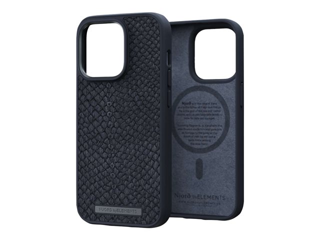 NJORD SALMON LEATHER MAGSAFE CASE FOR IPHONE 14 BLACK