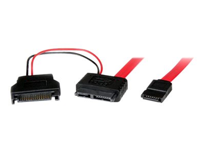 StarTech.com 0.5m Slimline SATA Female to SATA with SATA Power Cable Adapter (SLSATAF50CMS) - SATA cable - 50 cm