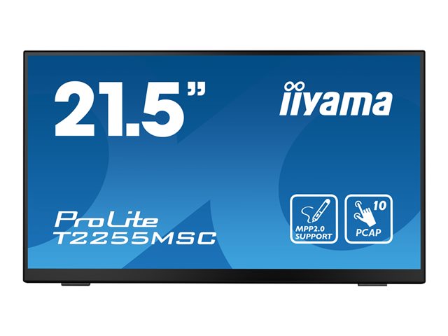 iiyama ProLite T2255MSC-B1 - LED monitor - 21.5" - touchscreen - 1920 x 1080 Full HD (1080p) @ 60 Hz - IPS - 400 cd/m² - 1000:1 - 5 ms - HDMI, DisplayPort - speakers - matte black