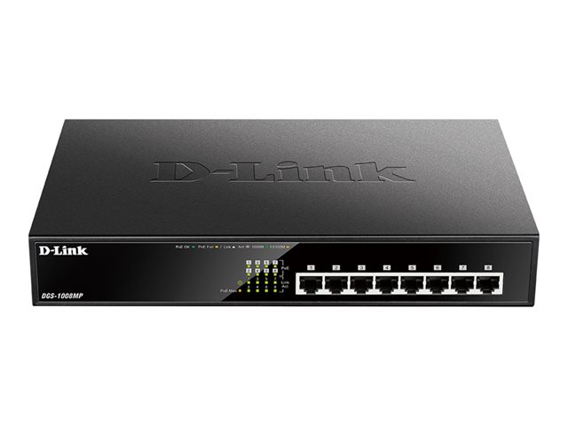 D-Link DGS 1008MP - Switch - unmanaged - rack-mountable - PoE (140 W)