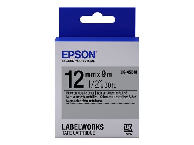 Epson LabelWorks LK-4SBM - label tape - 1 cassette(s) - Roll (1.2 cm x 9 m)