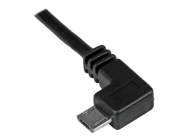 StarTech 1m 3 ft Micro-USB Charge-and-Sync Cable - Left-Angle Micro-USB - M/M - USB to Micro USB Charging Cable - 30/24 AWG (USBAUB1MLA) - USB cable - Micro-USB Type B (M) to USB (M) - USB 2.0 - 1 m - left-angled connector - black - for P/N: USB2PCARBK, U