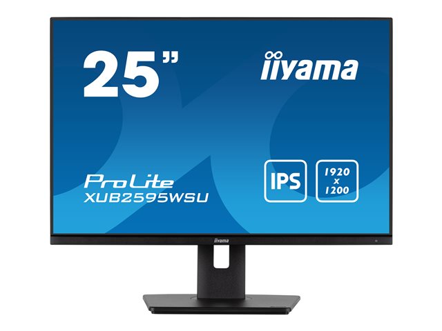 iiyama ProLite XUB2595WSU-B5 - LED monitor - 25" - 1920 x 1200 WUXGA - IPS - 300 cd/m² - 1000:1 - 4 ms - HDMI, VGA, DisplayPort - speakers - black, matte
