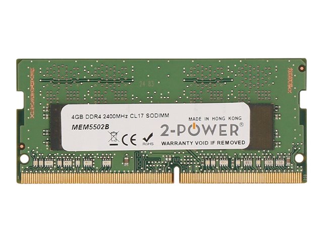 2-Power - DDR4 - 4 GB - SO-DIMM 260-pin - 2400 MHz / PC4-19200 - CL17 - 1.2 V - unbuffered - non-ECC - for Elite Slice, Slice for Meeting Rooms, Slice for Meeting Rooms G2 for Intel Unite, EliteDesk 800 G3 (SO-DIMM), EliteOne 1000 G1, 1000 G2, 800 G3, Pro
