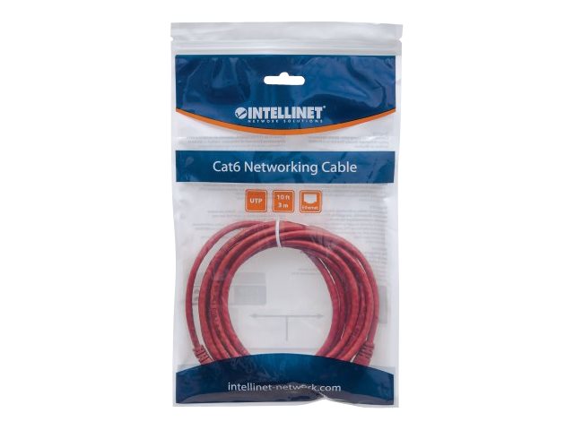 NETWORK CABLE CAT5E CCA 3M RED U/UTP SNAGLESS/BOOTED
