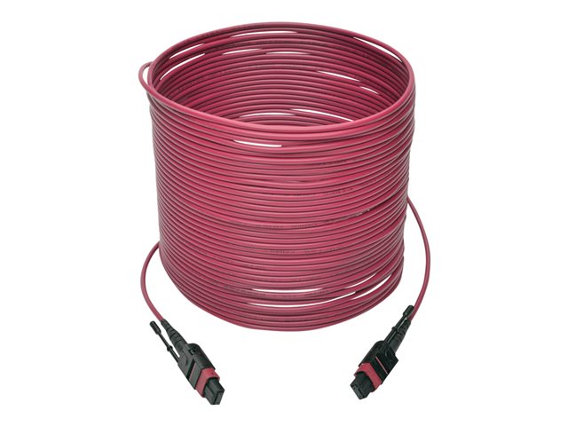 Eaton Tripp Lite Series 100G MTP/MPO Multimode OM4 Plenum-Rated Fiber Optic Cable (F/F), 12 Fiber, 40/100GBASE-SR4, Push/Pull Tabs, Magenta, 15 m - patch cable - 15 m - magenta