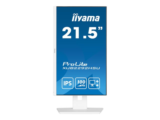 iiyama ProLite XUB2292HSU-W6 - LED monitor - 22" (21.5" viewable) - 1920 x 1080 Full HD (1080p) @ 100 Hz - IPS - 250 cd/m² - 1000:1 - 0.4 ms - HDMI, DisplayPort - speakers - white, matte